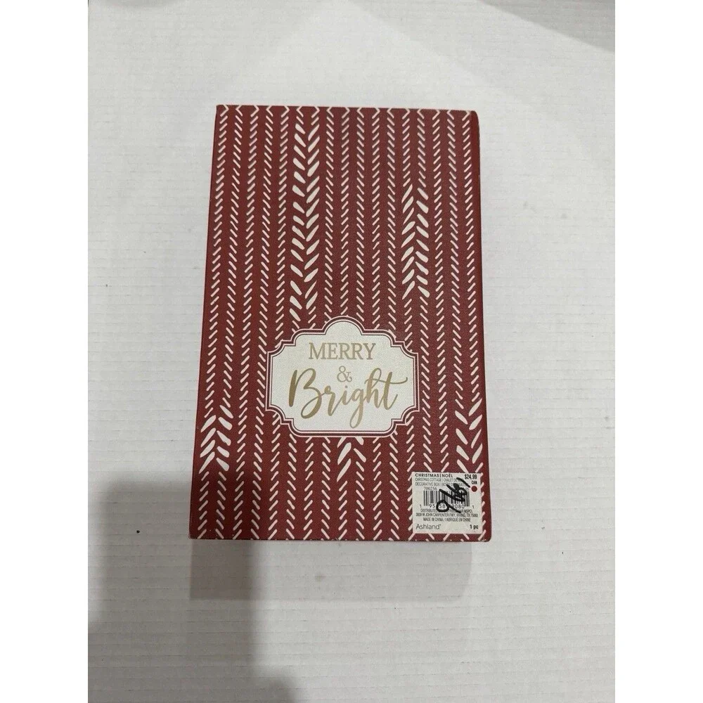 Ashland Christmas Noel Merry & Bright Decorative Book Box Red Holiday Storage